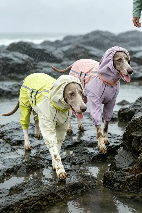 犬用防水レインコート【全身カバー・柴犬や中型犬向け・極上の柔らかさ】（セットアップ対応）