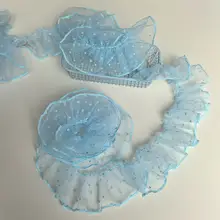 植绒ドットメッシュフリルレース生地【DIY用・ドレス装飾】