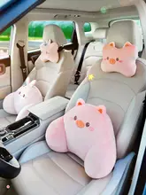 車用腰サポートクッション【運転用・女性ドライバー向け・ヘッドレスト付き・2個セット】