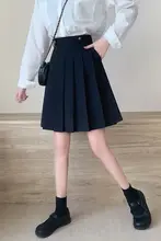 ハイウエストプリーツスカート【Aライン・黒・春夏用・ロング丈】（セットアップ対応）