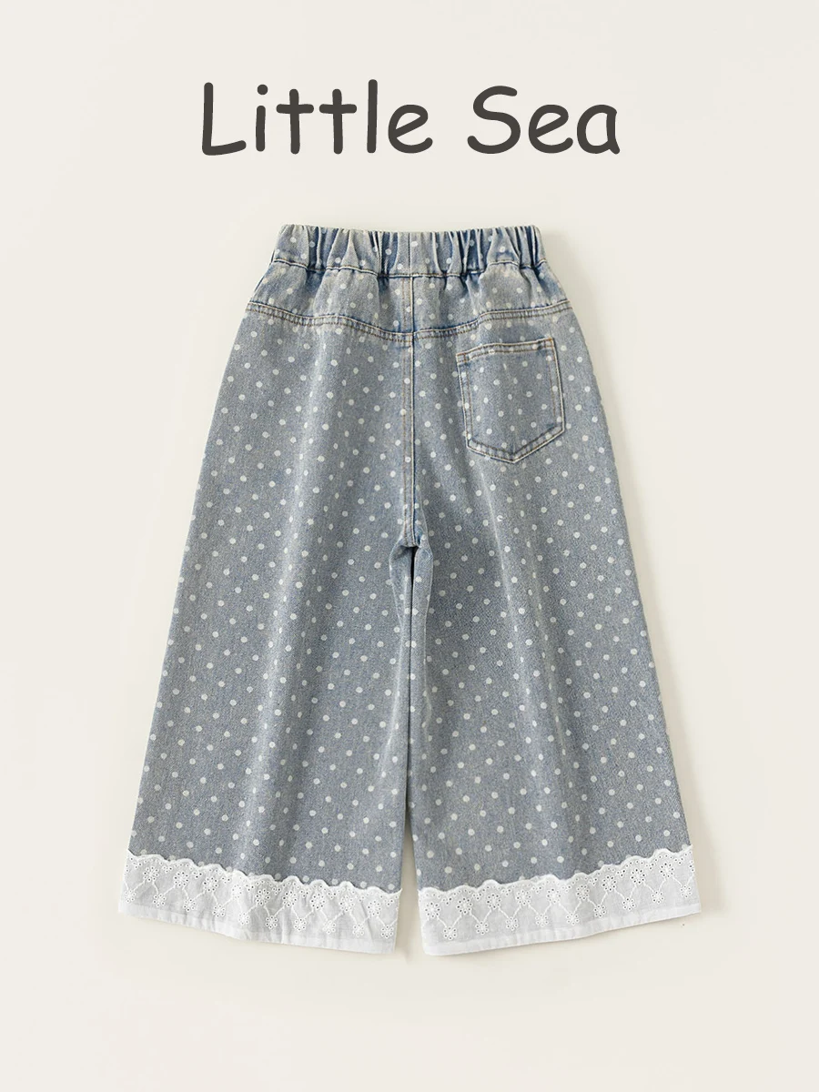 春季向けレトロスタイル 女の子用デニムパンツ【フリル付き・ドット柄・ワイドレッグ】の着こなしと選定ガイド