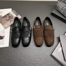 ヨーロッパとアメリカのブロック彫刻の深口シングルシューズ