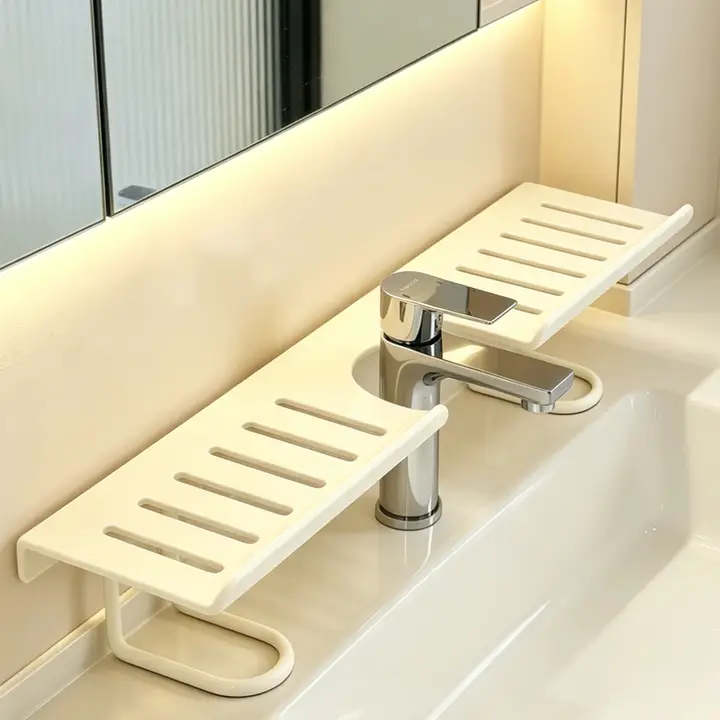 キッチン用水栓置き架【スポンジ水切り・食器洗い用マット・布巾収納】
