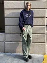 CountryMoment クリーンフィット軍用グリーンカーゴパンツ【ユニセックス・カジュアル・秋冬】