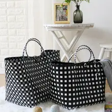 ベトナム製編み 籐風 大型 ショッピングバスケット【ピクニック用・収納用・洗面用】