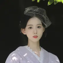 リボン付きレースメッシュヘアアクセサリー【ヘアクリップタイプ】