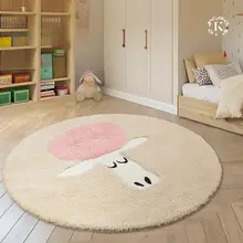 丸型ラグ 子供部屋用【ふわふわなデザイン・リビングや寝室に最適】