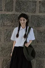 レディース 夏用白シャツ【尖った襟・短袖・JKスタイル・大きいサイズ】