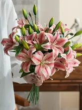 ユリ 花 装飾品 リビング ブーケ 偽物の花 PU樹脂花