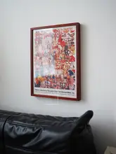 ユニークなデザインの装飾画【中古玩偶・赤い花梨木フレーム・クリスマス】