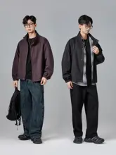 T型デザインのメンズジャケット【秋用・シンプル・立襟・通勤向け】