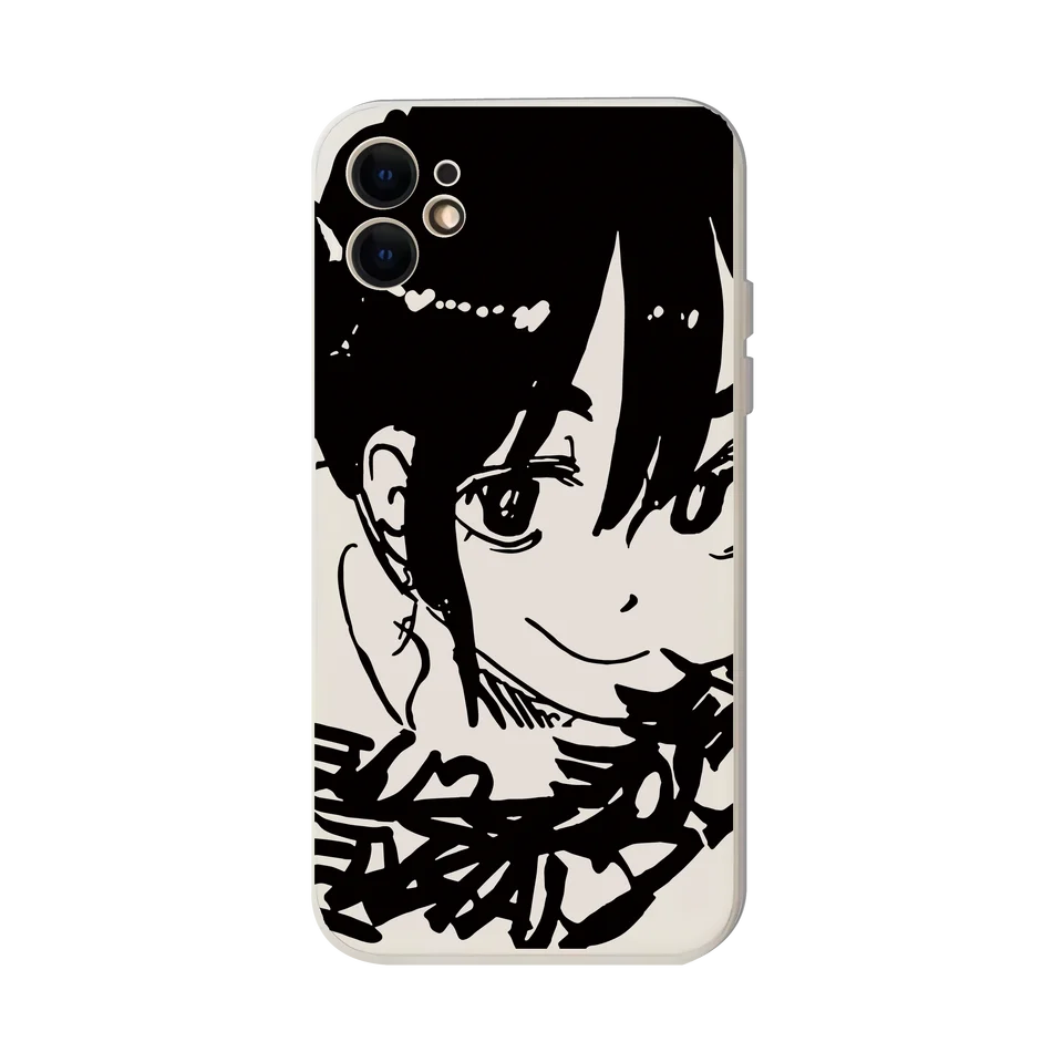 液状シリコン製 カートゥーン少女全包スマートフォンケース【対応機種：iPhone・Huawei・Xiaomi・OPPO・Vivo】