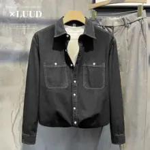 デニム工装ジャケット【秋用・洗い加工・カジュアル・レトロスタイル】