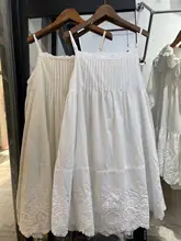 重工刺繍入りフラワーレースコットンキャミソールドレス【シンプルなインナー重ね着対応】