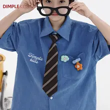 ストライプ柄シャツとネクタイ付き男の子用ファッション【カジュアルスタイル・学園風】