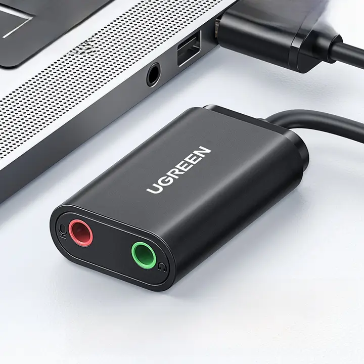 USBサウンドカード 外付け オーディオ変換アダプタ ドライバー不要 ノートPC デスクトップ用 イヤホン マイク 音声入出力