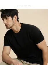 ZINGCHEN メンズシルクTシャツ【弾力・抗変形・短袖・白・ラウンドネック】
