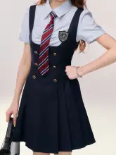 二色使いの学園風シャツとJK制服のベストドレス【セットアップ対応】
