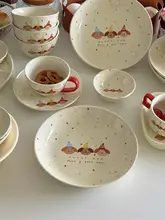 食器セット 仕切りプレート 鉢 皿 陶器 子犬のイラスト カラフルドット柄 ダイエット 食事管理