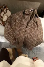 復古チェック柄コットンジャケット【キルティング・冬用】