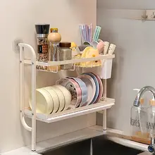 壁掛け型 キッチン用 多機能洗面器収納ラック【穴あけ不要・デザイン性に優れた水切りラック】