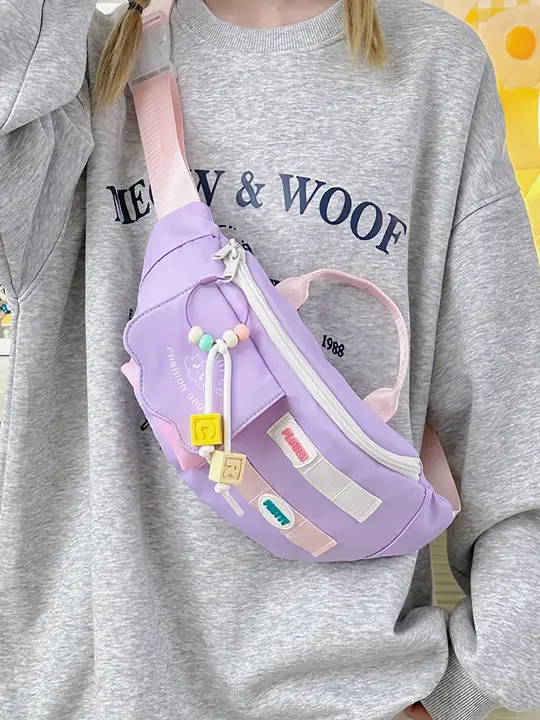 韓国のドーパミン活力ガールかわいい紫色のチェストバッグ