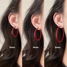 レトロ港風 アンクラレッドリングフープピアス【エレガントデザイン・軽やかさ】