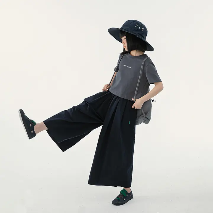 夏用子供用ワイドレッグスカートパンツ【おしゃれ・カジュアル・九分丈】（セットアップ対応）