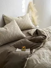 100サテン織りダブルレイヤーガーゼ製の全棉北欧デザイン4点セット【ベッドカバー・シーツ・ピローケース付き】