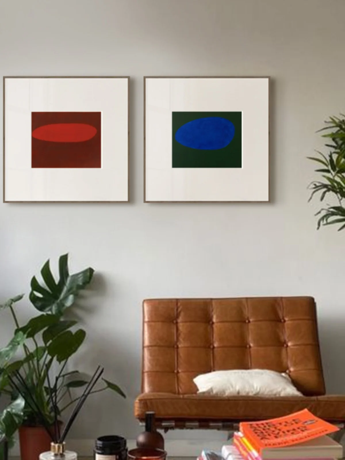 抽象アート装飾画【色ブロック・赤・クレイニブルー・オレンジ・シンプルデザイン・背景壁画】の実際の使い方と性能
