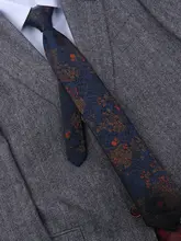 高級シルク製 ビジネス用ネクタイ【深い青色・レトロ柄・手作り】