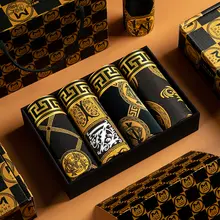 黒金男性用ボクサーパンツ【軽奢華ギフトボックス・アイスシルク・夏用・薄手】（セットアップ対応）