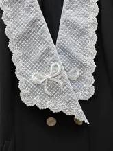 レース刺繍の襟付きビジネスワンピース【バイカラー・ウエストマーク・リボンデザイン】