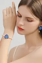 デザイン性の高いパールアクセサリー ブルーコーンフラワーブレスレット【母の日ギフトに最適】