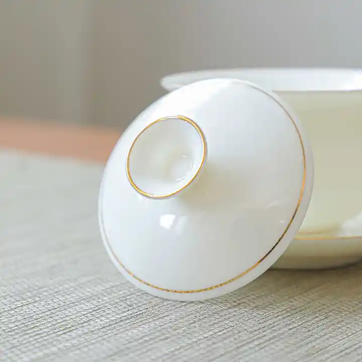 陶器製 蓋付き茶碗【白瓷・家庭用・功夫茶具用】