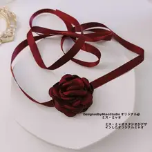 クリスマス酒紅色ローズネックレス【チョーカー・デート・パーティー用】