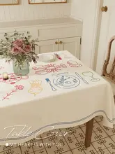 高級感ある防水・防油 テーブルクロス【フランス風・カートゥーンデザイン】（セットアップ対応）