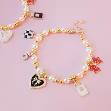 ペット用首輪【パールネックレス・リボン付き・ハートベル・高級感】