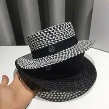 レディース 編み込みクロシェハット【チェック柄・夏用・UVカット・ビーチ帽】
