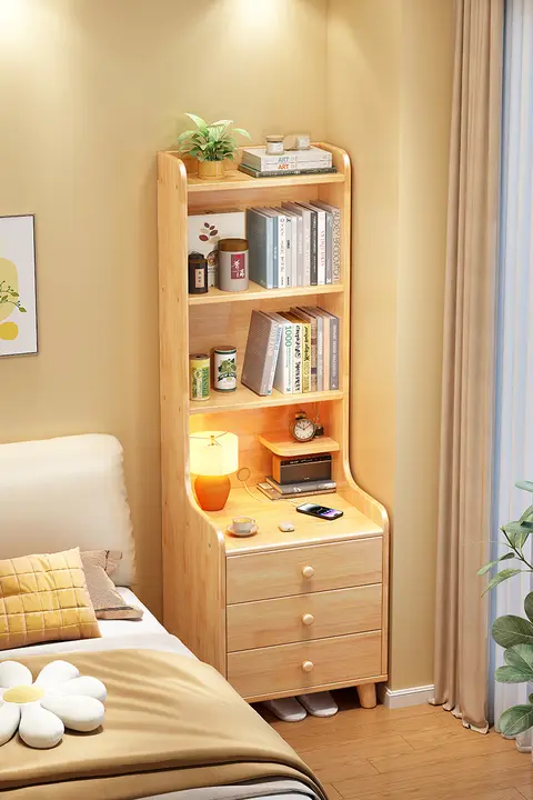 ベッドサイドキャビネット 超狭い 小型 寝室 小さいユニット 高さを増した 収納 キャビネット 書棚