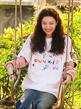 映画デザインの半袖Tシャツ【レディース・ゆったり・綿素材】（セットアップ対応）