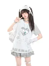 かわいいアニメプリント半袖Tシャツ【夏用・ゆったりカジ  ュアル】