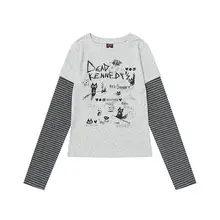 ストライプ切替デザインの長袖Tシャツ【春用・フィット感・ショート丈】（セットアップ対応）