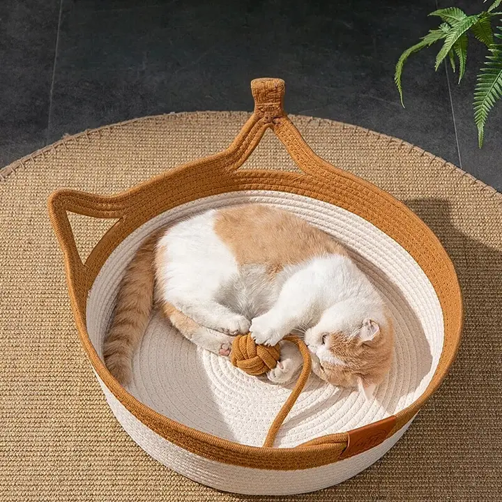 猫の巣 四季用 編み 物 ペットベッド