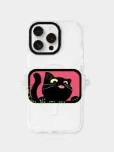 スマホケース 鏡面 ミラー 猫 かわいい 斜め掛けストラップ 背面クリップ iPhone Android 対応