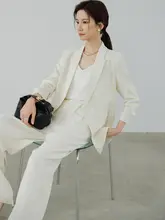 秋用 カジュアルな七分袖ドレープジャケット【女性用・知的なデザイン・スリムフィット】（セットアップ対応）