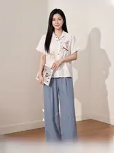 シャツ ワイドパンツ レディース 2点セット カジュアル 遊び心 夏