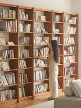 全体壁面対応の木製書庫【チェリーウッド・リビング用・スタイリッシュデザイン】