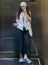 グレーグリーン アメリカンビンテージ工装スカート【春秋用・大きいサイズ・Aライン・中丈・梨型体型対応】