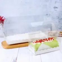 スイス風 虎皮モンローケーキ用 透明手提げボックス【全巻・半巻用・西洋スイーツ・ムースケーキ用】